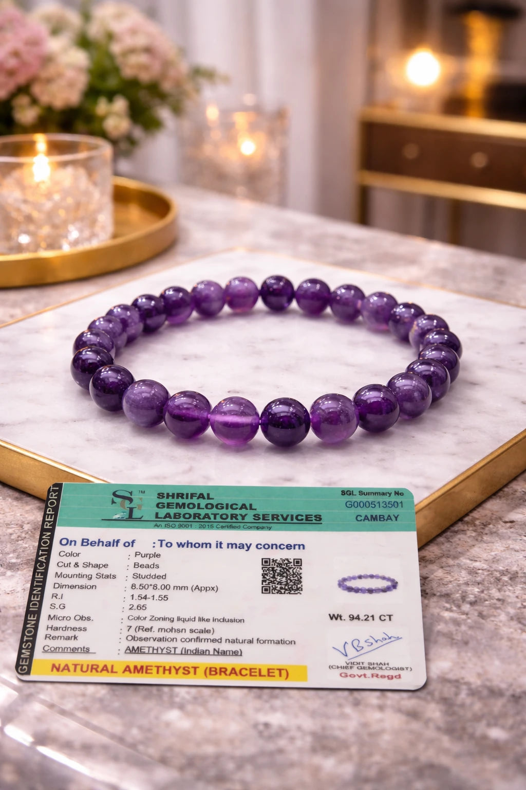Blue Amethyst Bracelet(certified) by Astro Pyrite