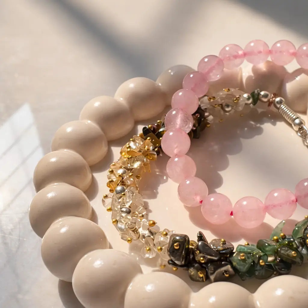 Dhanyog Chips Bracelet + Rose Quartz Bracelet [Both certified]