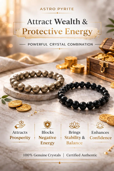 Money Magnet Combo by AstroPyrite [Pyrite bracelet + Black Obsidian Bracelet]