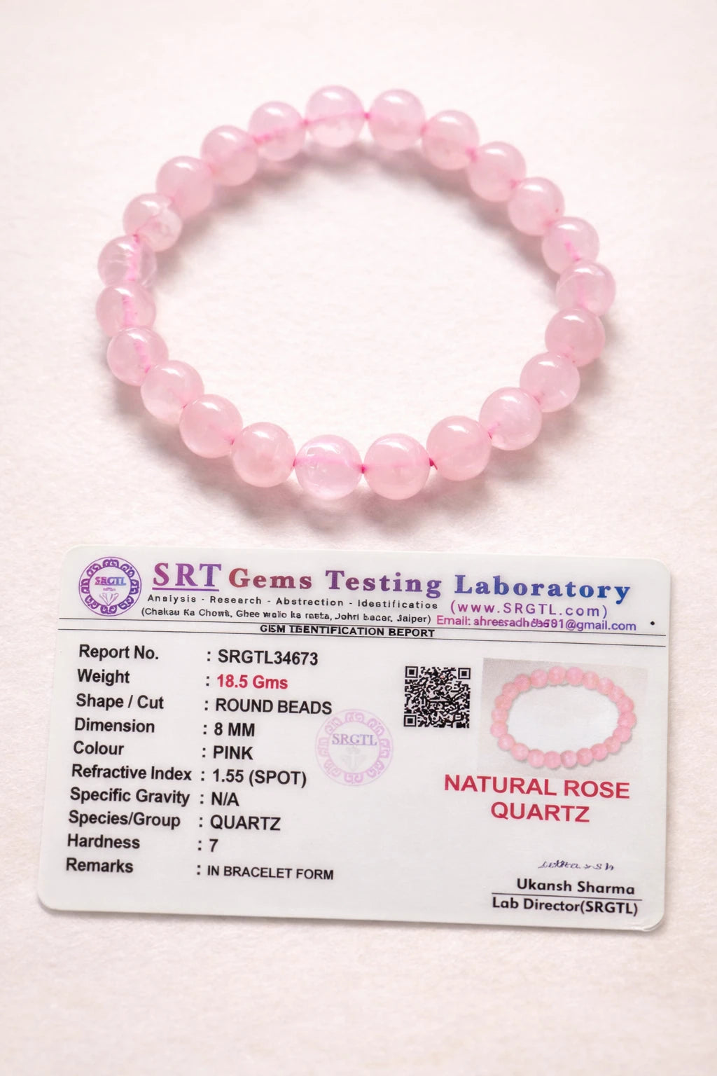 Dhanyog Chips Bracelet + Rose Quartz Bracelet [Both certified]