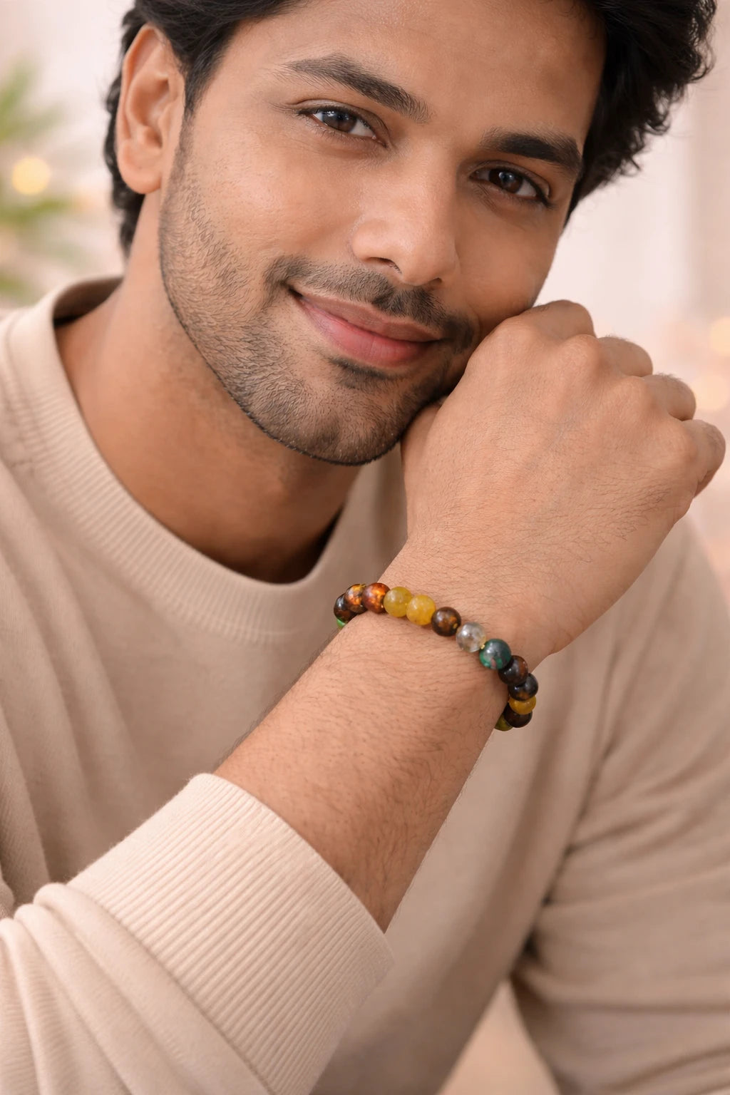 Dhanyog Multi-Crystal Bracelet — Astro Pyrite