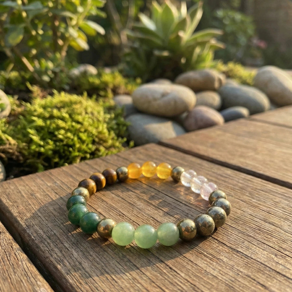 Dhanyog Multi-Crystal Bracelet — Astro Pyrite