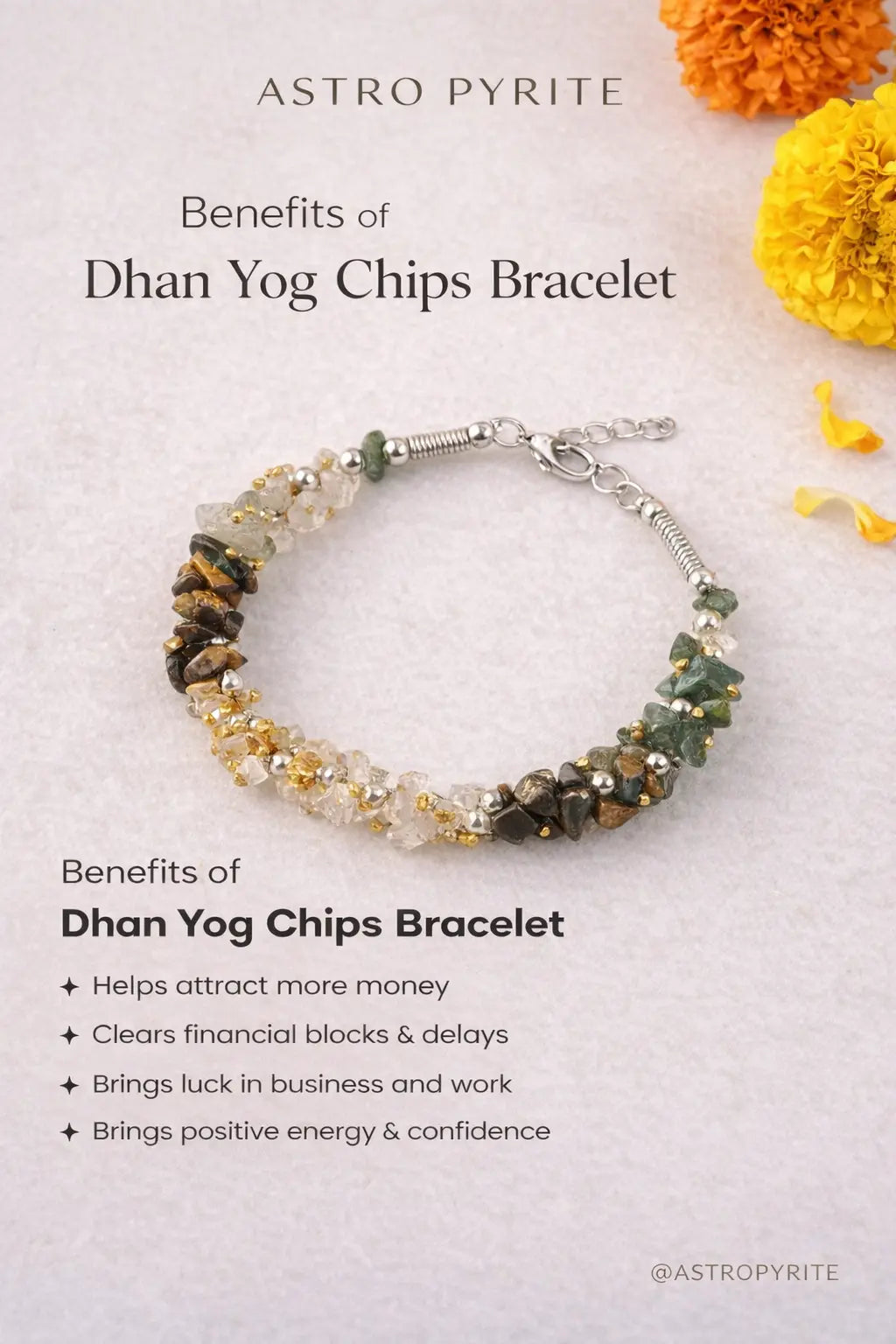 Dhan Yog Chips Bracelet + Raw Selenite Plate
