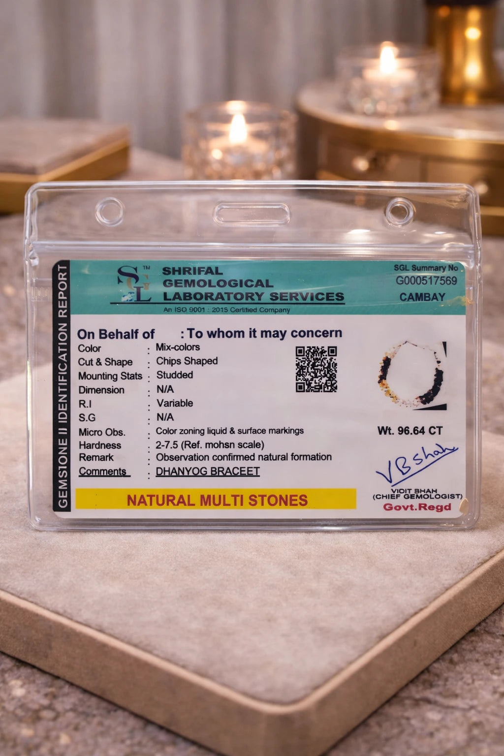 Dhan Yog Chips Bracelet + Raw Selenite Plate