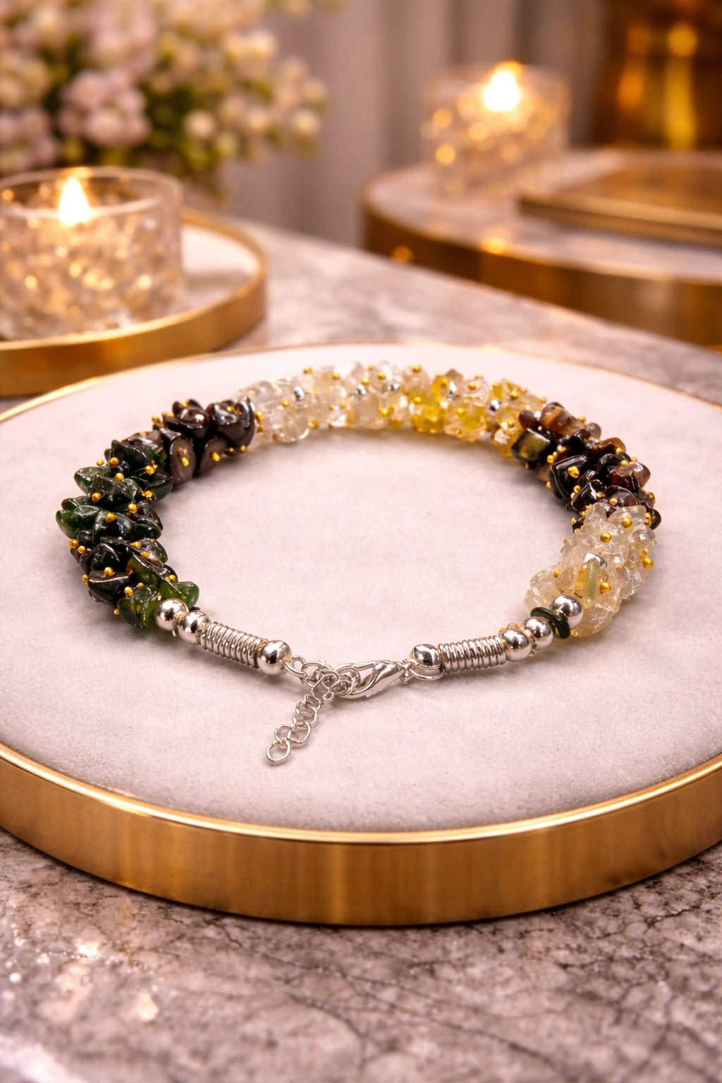 Dhanyog Chips Bracelet + Rose Quartz Bracelet [Both certified]