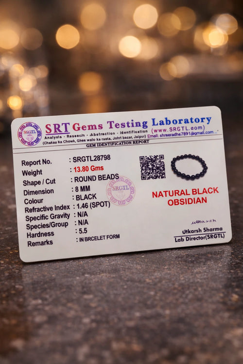 Black Obsidian Crystal Bracelet (Certified) by Astro Pyrite